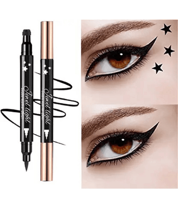 2in1 Face Tattoo Makeup Stamp Liquid Eyeliner Black Wing Winged Cat Eye 2 g ,Black