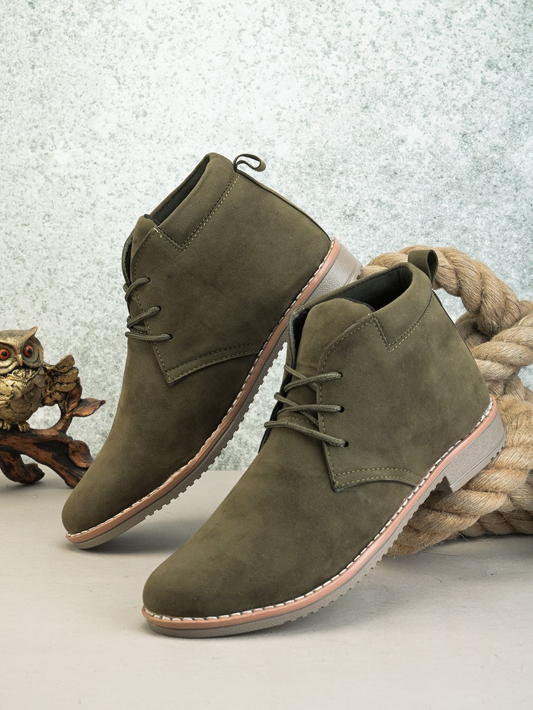 Woakers Green Synthetic Leather Lace Up Causal Shoes for Men - UK7