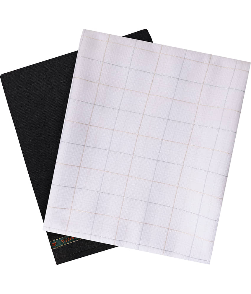 Maharaja White Poly Blend Unstitched Shirts & Trousers
