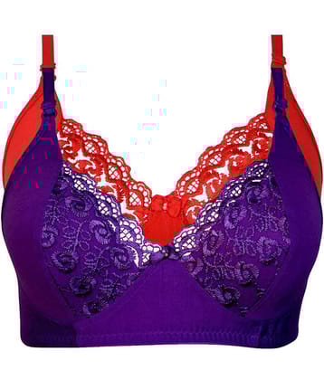Kiran Enterprises Pack of 2 Cotton Women's Minimizer Bra ( Purple )
