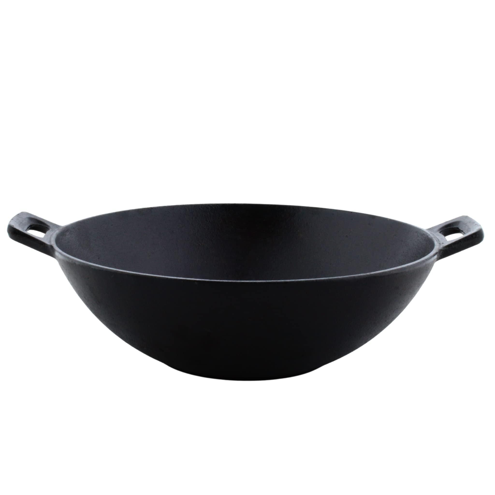 Trilonium Triple Seasoned Cast Iron Kadhai 24 cm, Sleek, Weighs 2 kgs Capacity 2.2L