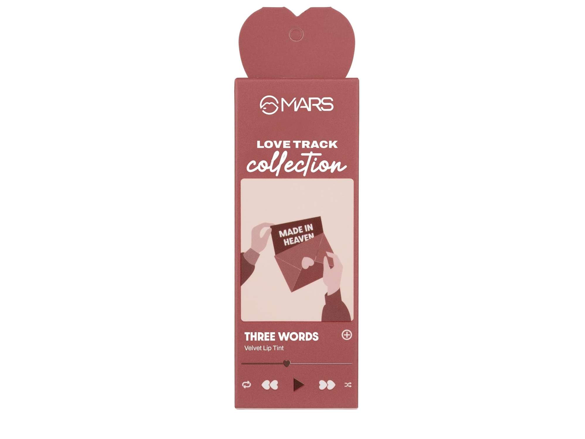 MARS Love Track Velvet Lip Tint, Velvet Matte Finish,  Non-Sticky & Lightweight, Highly Pigmented, Comfortable Wear - (2.8ml) - 03-THREE WORDS