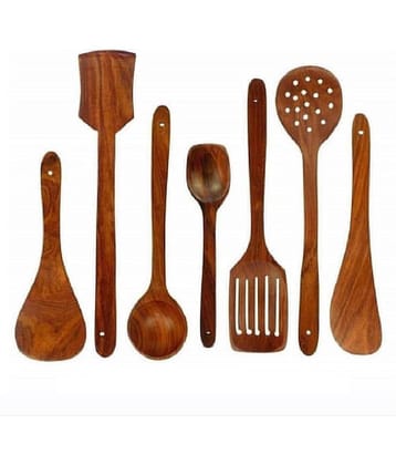 erum - Brown Wood Mixing Spatula ( Pack of 7 )