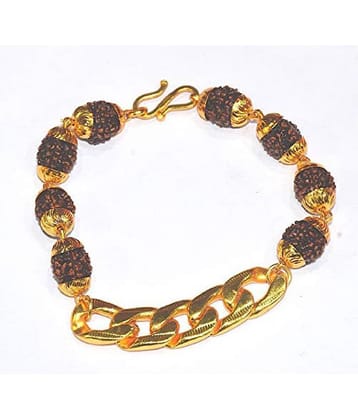 Rudraksh Bracelet with Golden Cap Golden Cap Rudraksha Bracelet With Gold Plated Chain Rudraksha Bracelet