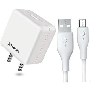 TP TROOPS Fusion Charge 15W Fast Charger | BIS Certified Wall Adapter with USB Port & 1m Micro USB Cable