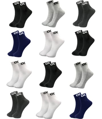 XJARVIS Pack of 12 Men's Cotton Blend Ankle Length Socks ( Multicolor )