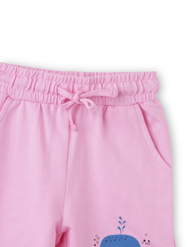 Latest Kids Girls Shorts Cotton French Terry Bon Bon Pink Baby Shark 2025 at ShopCircuit | ONDC