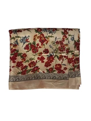 Elegant Red Floral Saree with Golden Border