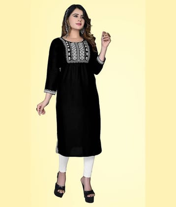 haya fashion - Black Rayon Women's Straight Kurti ( Pack of 1 )