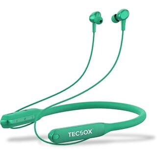 TecSox TecBand Pro Neckband upto 40 hr High Bass Sound HD Mic Cyan Bluetooth Headset (Green, True Wireless)