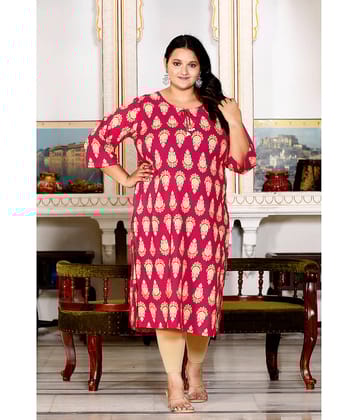 Swasti Cotton Printed Straight Women's Kurti - Pink ( Pack of 1 )
