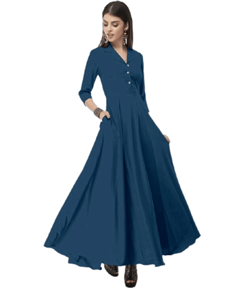 TOGZZ Women Crepe A-line Dress ( Blue )