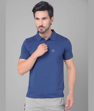 Dollar Cotton Blend Regular Fit Solid Half Sleeves Men's Polo T Shirt - Indigo ( Pack of 1 )