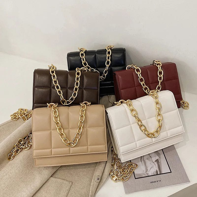 Designer luxury soft pu chain Shoulder Messenger plaid purses and handbags ladies hand bags