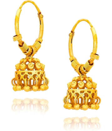LUV FASHION Golden Hoops Earrings ( Pack of 1 )