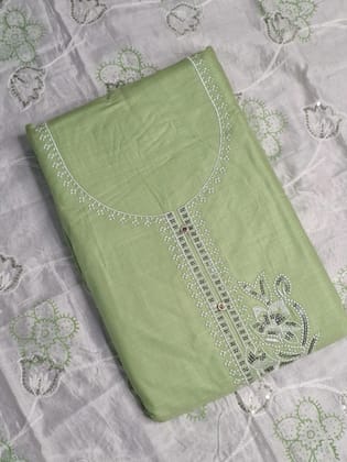 Pista Green Colour Unstitched Suit Fabric with Dupatta-Free Size / Pista Green