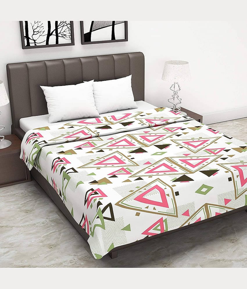 DIVINE CASA Double Cotton Pink Geometrical Dohar