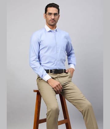 Club York Cotton Blend Regular Fit Solids Full Sleeves Men's Casual Shirt - Blue ( Pack of 1 )