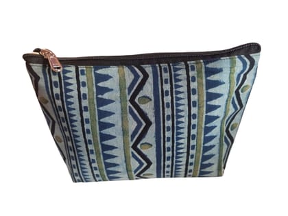Artistic Cotton Pouch with Geometric Pattern - Perfect for Cosmetics & Stationery