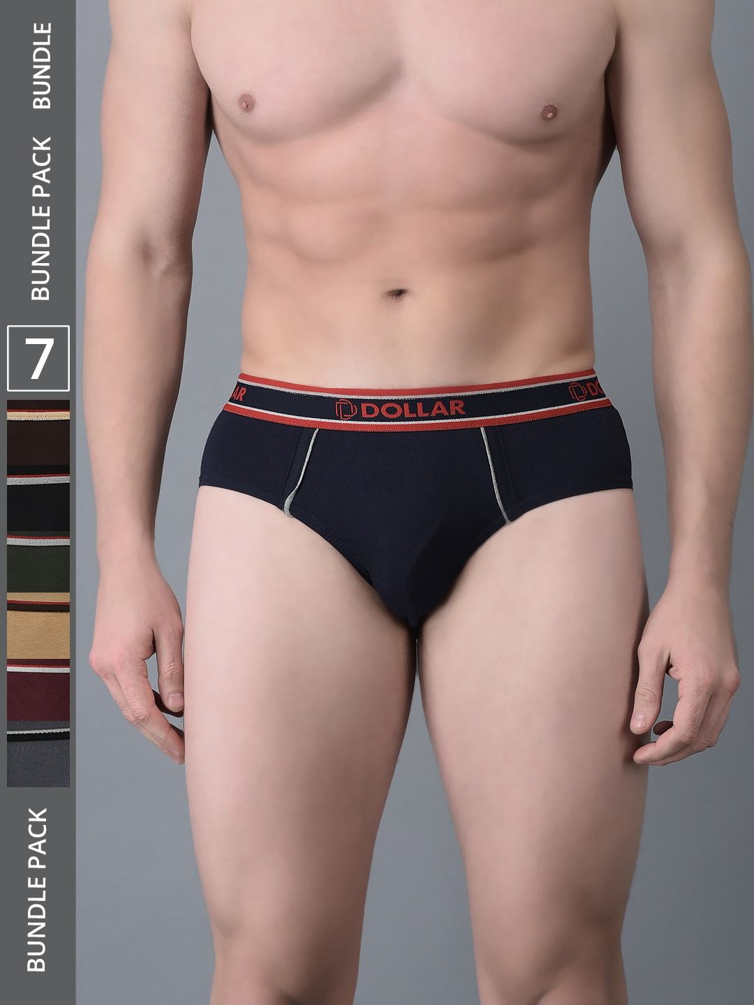 Men's Assorted Pack of 7 Combed Cotton Solid Brief With Anti-Microbial Odour Control