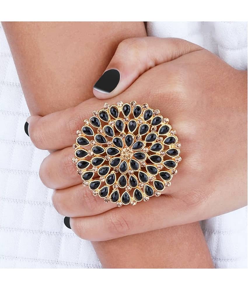 Adjustable  Round Gold Tone Stylish Traditional Finger Ring For Women And Girl