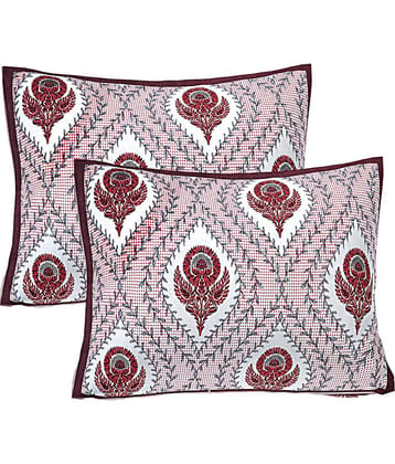 AJ Home - Pack of 2 Cotton Floral Regular Pillow Cover ( 68.58 cm(27) x 43.18 cm(17) ) - Brown