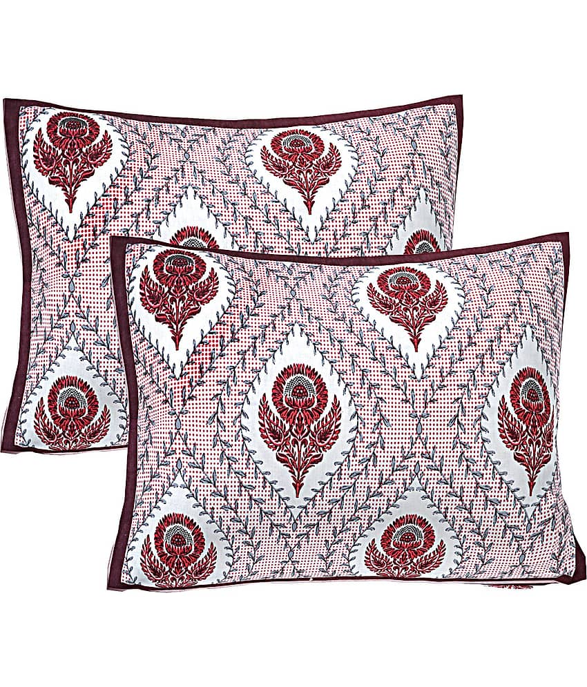 AJ Home - Pack of 2 Cotton Floral Regular Pillow Cover ( 68.58 cm(27) x 43.18 cm(17) ) - Brown