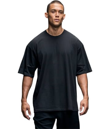 URBAN FLAUNT Pack of 1 Cotton Oversized Fit Men's T-Shirt ( Black )
