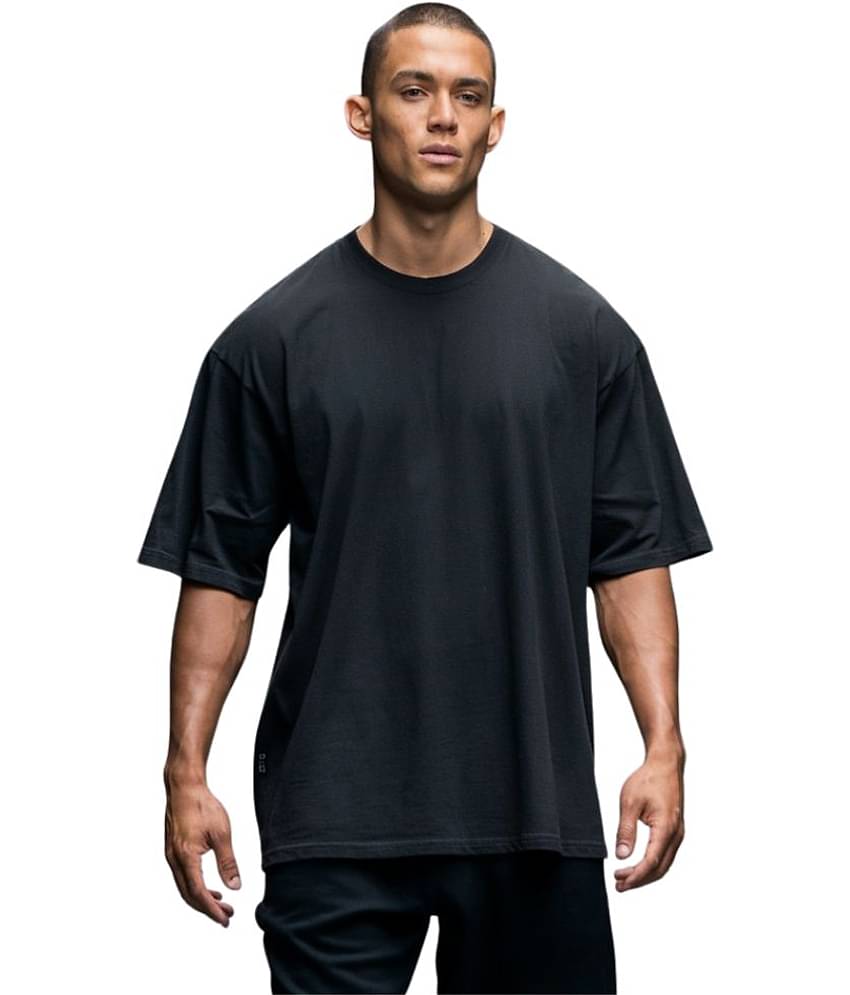 URBAN FLAUNT Pack of 1 Cotton Oversized Fit Men's T-Shirt ( Black )