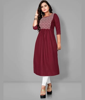Lerkiza - Maroon Cotton Women's Straight Kurti ( Pack of 1 )