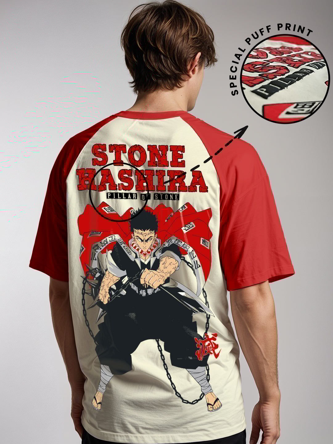 Stone Hashira Oversized T-Shirt-Half White / S