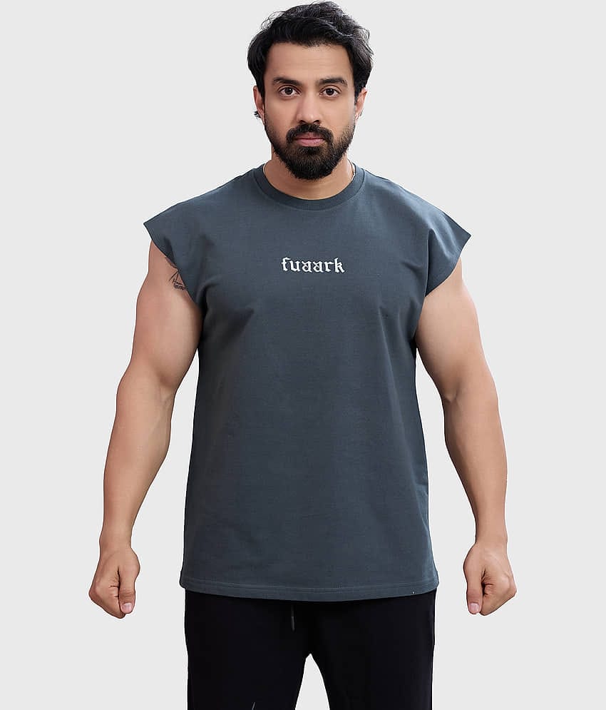 Fuaark Charcoal Cotton Oversized Fit Men's Tanks ( Pack of 1 )