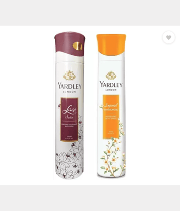 Yardley London Lace Satin and SandalWood Body Spray for Women  Body Spray - For Women , 150ML Each (Pack of 2).