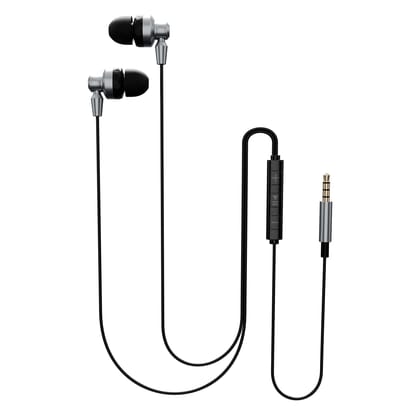 MoBass+  Noise Isolation Hands free Metal Earphones with Mic UM1208GRY-EP