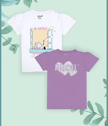 J&JP Pack of 2 Girls Cotton Blend T-Shirt ( Multicolor )