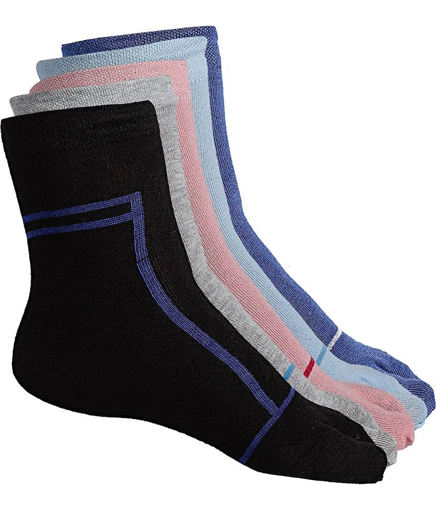 Texlon - Multicolor Cotton Women's Ankle Length Socks ( Pack of 5 )
