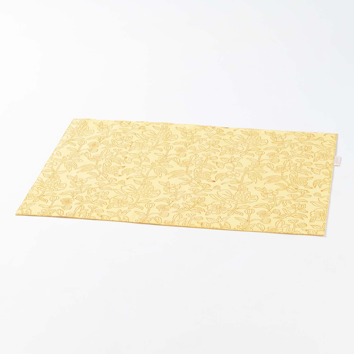 Hand Block Printed Cotton Table Mat - 13x18-100% Cotton / 12 Inches x 18 Inches / 1ft x 1.5ft / Yellow & Orange