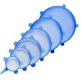 Microwave Safe Silicone Stretch Lids reusable Flexible Covers for Bowls,Cans K6 2.6 inch, 3.8 inch Lid Set(Plastic)