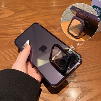iPhone Series Camera Glass Lens Protector Kickstand Case-iPhone 13 Pro / Purple