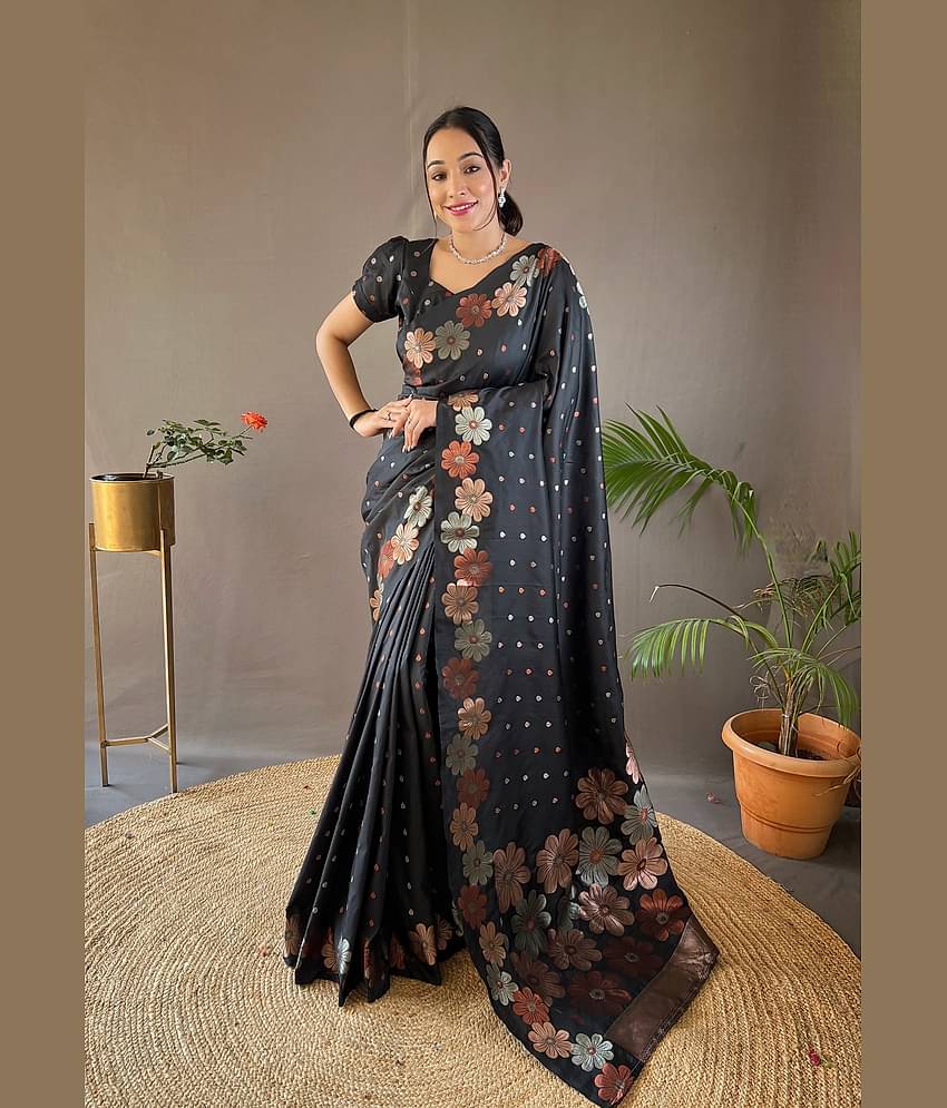 fab woven Art Silk Woven Saree With Unstitched Blouse Piece ( Green )