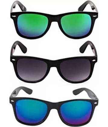 Funk Black Square Sunglasses ( Pack of 3 )