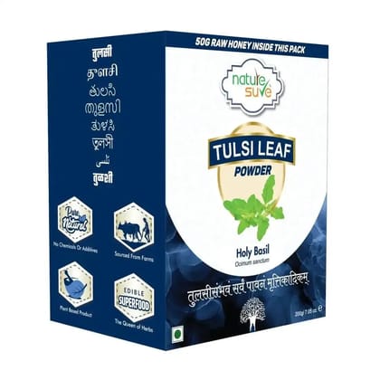 Nature Sure Tulsi Leaf Powder Holy Basil 200g with Raw Honey 50g