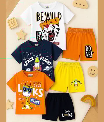 Kuchipoo Pack of 3 Boys Cotton Blend T-Shirt & Shorts Set ( Multicolor 2 )