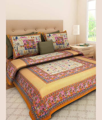 Uniqchoice Cotton Double Bedsheet ( Yellow )