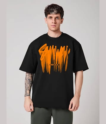 Leotude Men Cotton Blend Oversized Fit Printed T-Shirt ( Black )