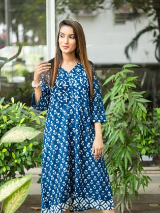 Indigo  dotted Dress Kurta-3XL