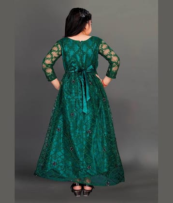 A TO Z CART Net Gown For Girls ( Pack of 1 , Green )