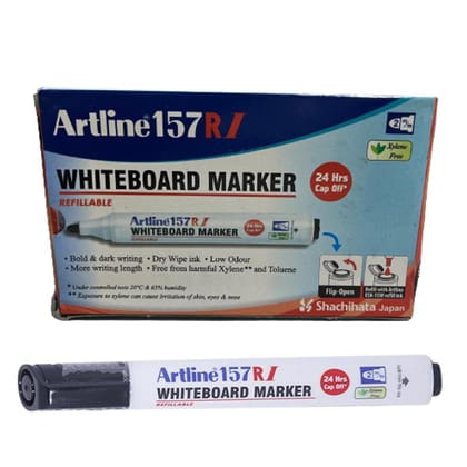 Artline 157RI Whiteboard Marker Pack of 10 (Black Colours) | For Presentations, Classrooms, & Meetings