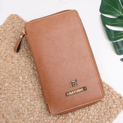 PERSONALISED ZIPPERED TRAVEL CASE - TAN-Tan