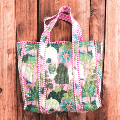 Handmade Quilted Tote Bag- Peacock